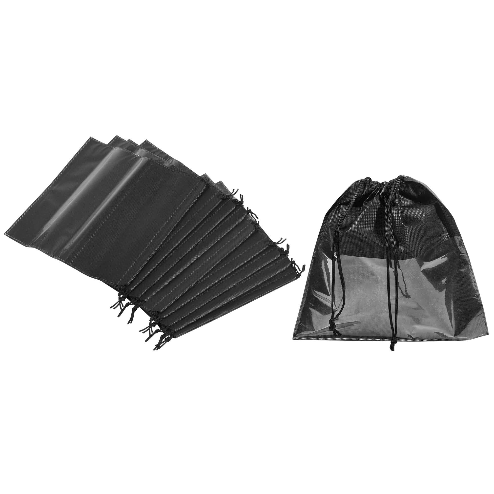 PATIKIL 13.8 Inch Non-Woven Fabric Handbag Dust Cover, 10 Pack Dustproof Storage Organizer Drawstring Bag for Handbags Purses, Black