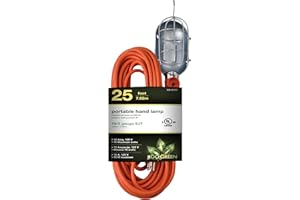 POWER BY GOGREEN Go Green Power Inc. 25ft Portable Hand Lamp with 16/3 Kink-Free Cord (Bulb not included) - Durable Construction, Swivel Hook, and Built-In On/Off Switch - Ideal for Construction and Household Projects