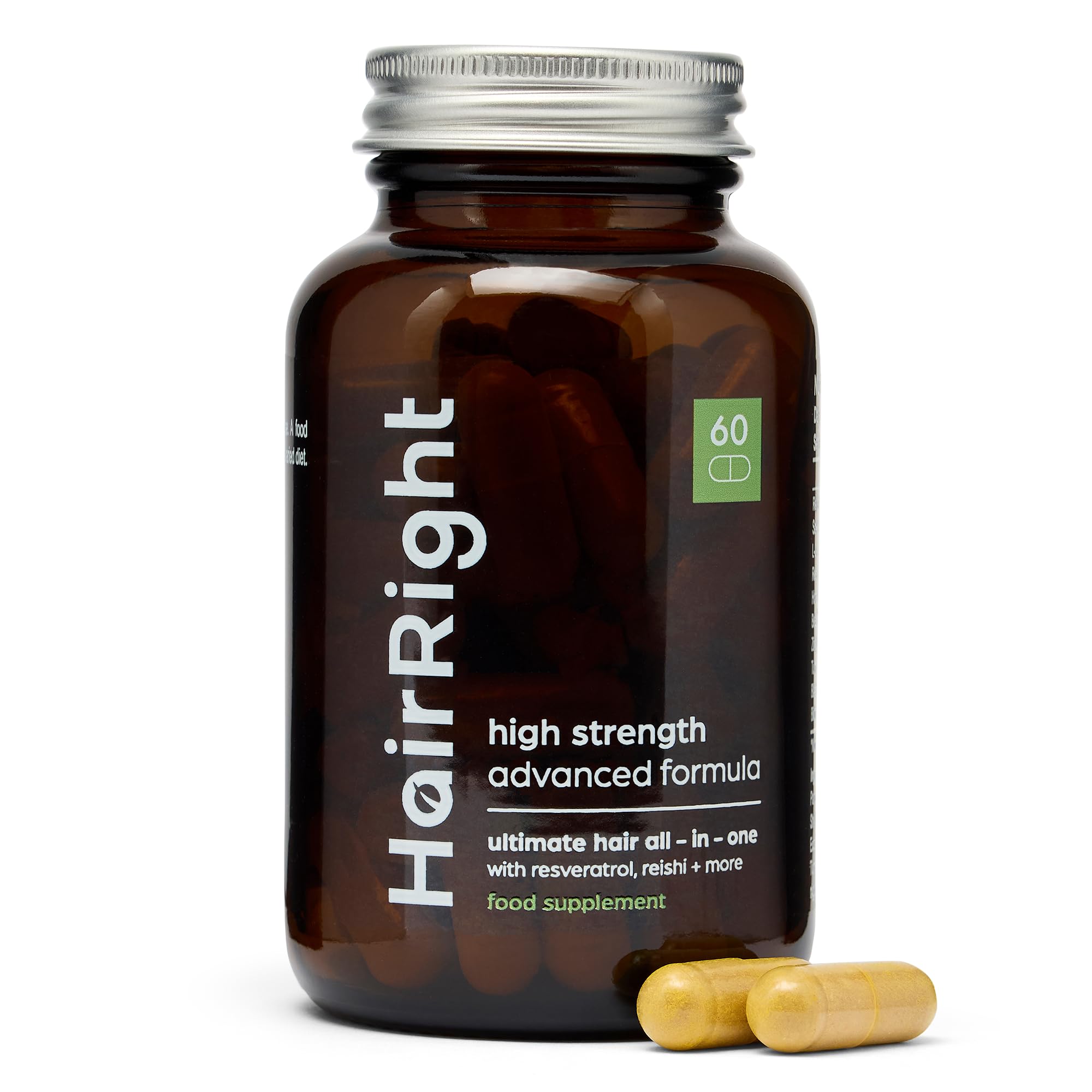 HairRight DHT Blocker Hair Growth Vitamin - 100% Natural - Zinc, Biotin, L-Lysine, Reishi & More - 60 Capsules - Men & Women