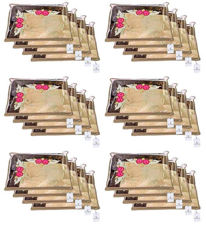 Kuber Industries Non Woven Single Packing Saree Cover 24 pcs Set (Beige) ,CTKNEW106