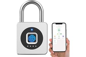 eLinkSmart Fingerprint Gym Locker Lock, Keyless Biometric Padlock, Weatherproof Electronic Digital Bluetooth App Smart Combo Pad Lock for Outdoor Fence Gate School Locker Storage Pool Shed - Silver