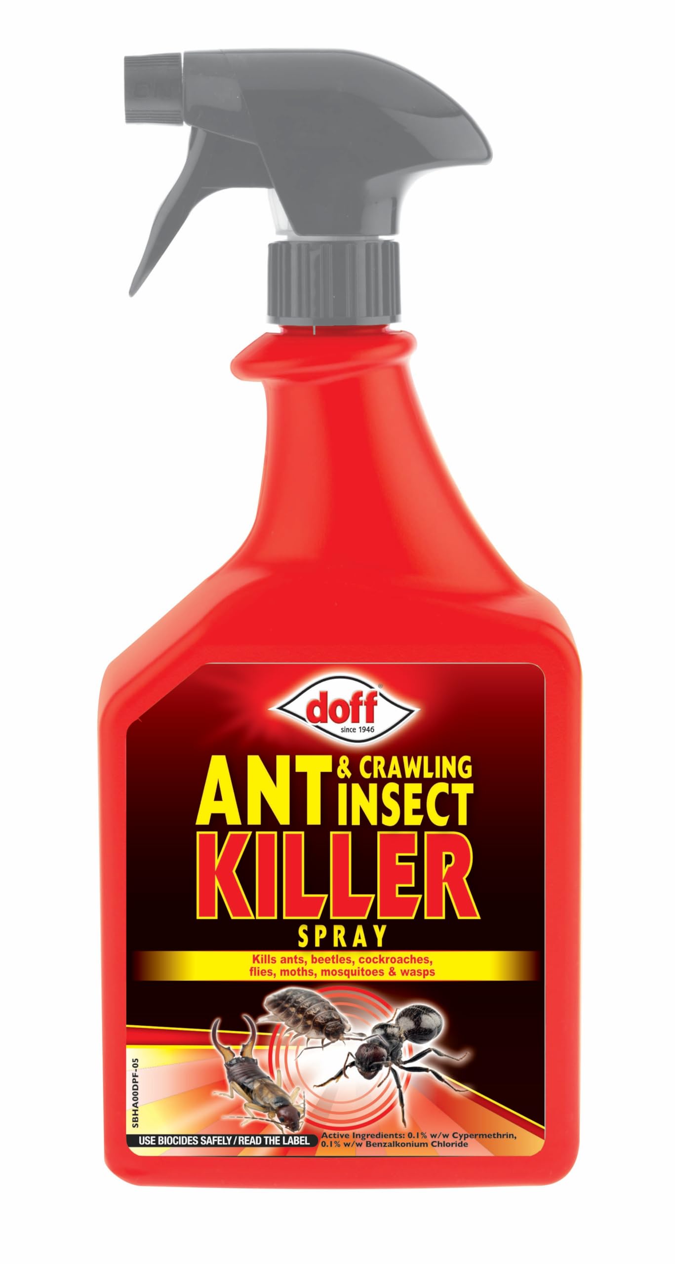 Doff Ant & Crawling Insect Killer Spray | Fast-Acting Insecticide for Ants, Fleas, Cockroaches & More | Ready-to-Use Pump Spray for Indoor & Outdoor Use | 1 Litre
