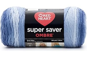 RED HEART Coats & Clark Super Saver Ombre Yarn, 10 oz, True Blue