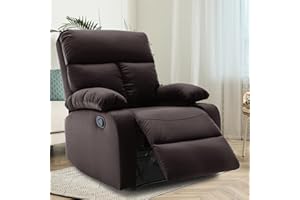 hzlagm Manual Recliner Chair, Small Single Sofa Recliner with Overstuffed Arms and Back, Reclining Chairs for Living Room, Bedroom, Dark Brown