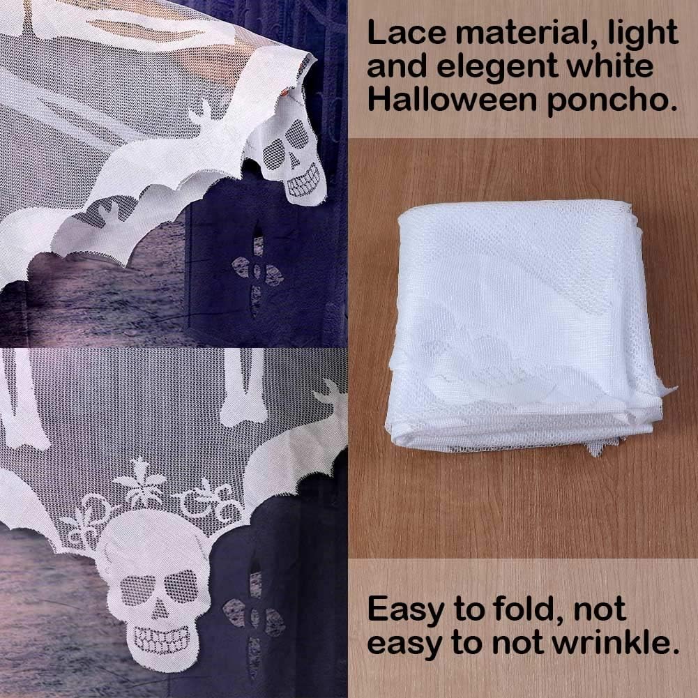 Aytai White Lace Skeleton Poncho, Halloween Poncho Halloween Costumes for Women, Day of The Dead Costume 60 x 60 Inch: Clothing
