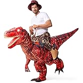 Spooktacular Creations Halloween Inflatable Dinosaur Costume Adult, Light Up Ride On Raptor Blow up Suit for Themed Parties