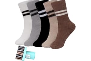 SISOSOCK Fuzzy Socks for Women Cozy Soft Warm Socks Casual Home Sleep Comfy Socks 5 Pack Winter Socks Gifts for Women