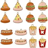 KISSITTY 16Pcs Enamel Alloy Pendants Food Theme Charms Pendants Metal Pizza Hot Dog Hamburger Chips Enamel Charms Assorted for DIY Necklaces Bracelets Earrings Jewelry Making Party Home Decoration