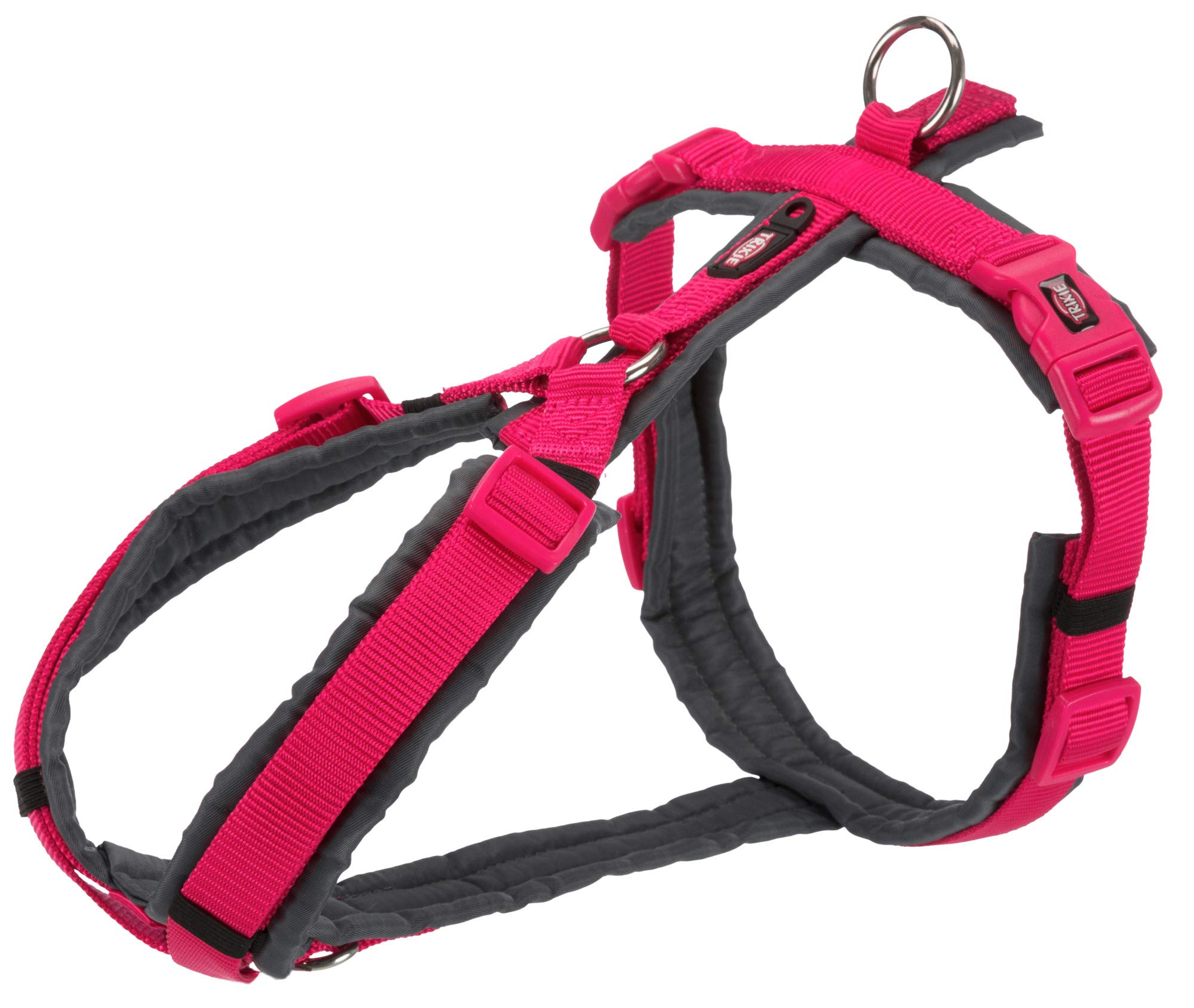 TRIXIE Premium Trekking Harness, M: 53-64 cm/20 mm, Fuchsia/Graphite, Dog
