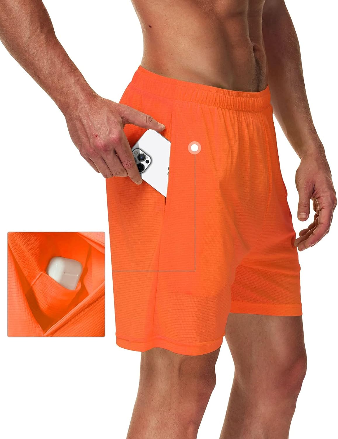 SPECIALMAGIC Men's Running Shorts 5 Inch Neon Lightweight Workout Gym Soccer Tennis Athletic Shorts with Linner Pockets: Clothing