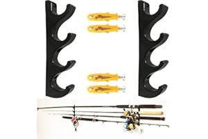 AUXPhome Horizontal Fishing Rod Rack, Plastic, 1-1/8 Inch Aperture, Holds 4 Rods, Easy Assembly, Save Space