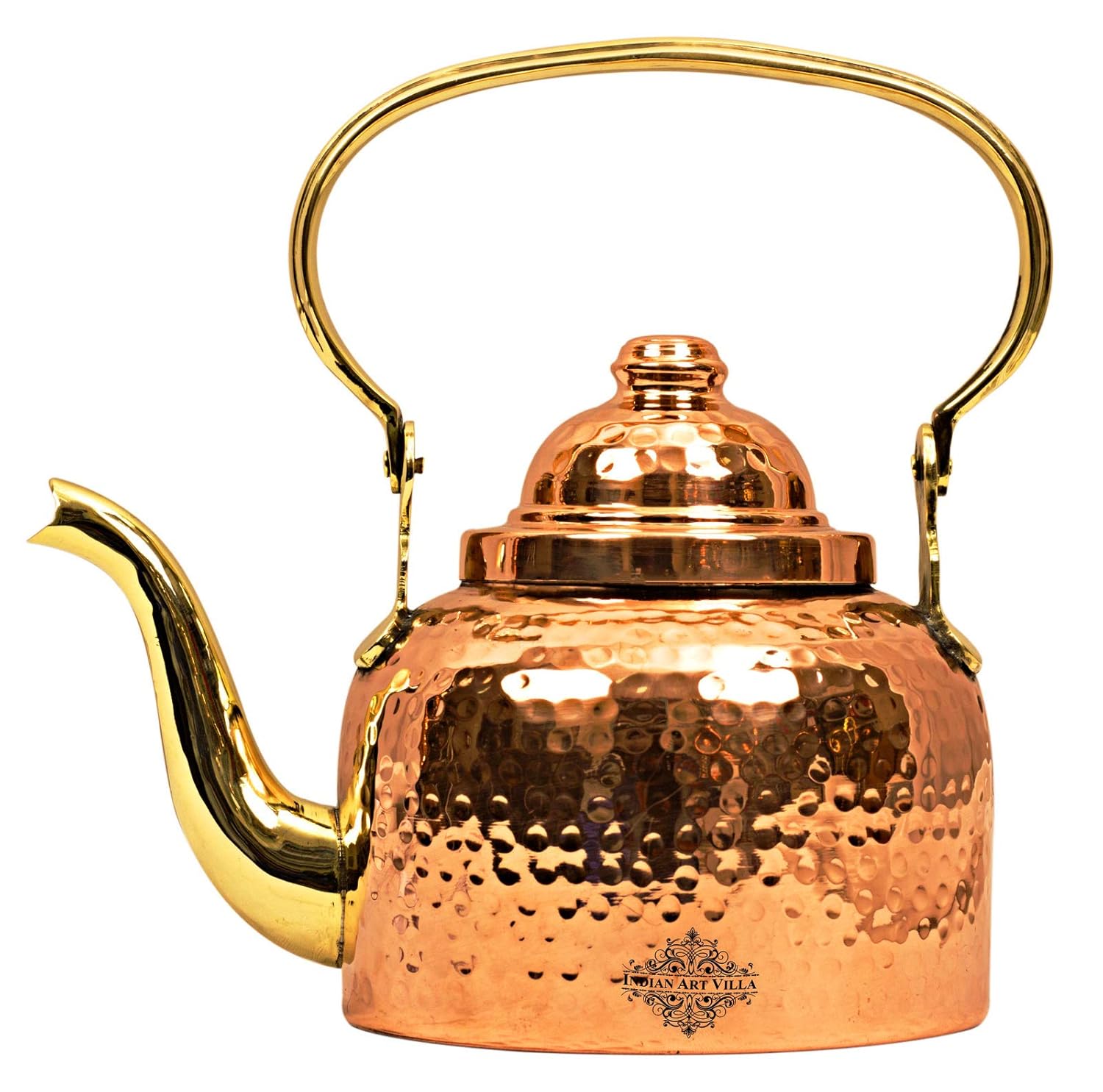 Buy Indian Art Villa Hammered Designer Copper Tea Kettle Pot Inside Tin