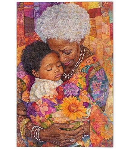 500 Piece Jigsaw Puzzle - African American Grandmother & Grandchild Heartwarming Scene | Adult & Family Puzzles, Educational Gift
