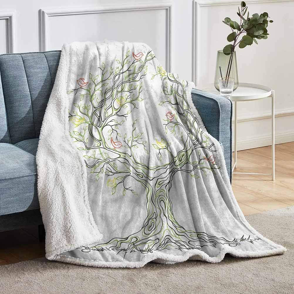 YUAZHOQI Tree of Life Plush Blanket Fleece Blanket Tree Leaves and