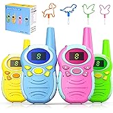 Walkie Talkies for Kids 4 Pack - Boys Girls Christmas Toys Birthday Gifts for Age 4-6 6-8 Year Old Kid Presents - Rechargeable Long Range 2 Way Radio Flashlight Outdoor Toy Camping Hiking