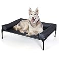K&H Pet Products Outdoor Dog Bed Bolster Dog Cot Cooling Dog Hammock, Metal Frame with Washable Mesh Cover, Raised Outside Dog Bed Off Ground Camping Bed for Large Dogs - Charcoal Large 42" X 30"