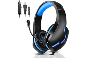 PS4 Gaming Headset for Xbox One, PS5, PC, Over Ear Headphones with Noise-Cancelling Mic, J10 Wired Gaming Headset with Stereo