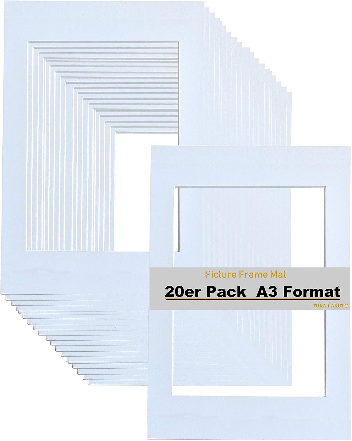 TUKA 20pcs A3 Frame Photo Mounts Picture Frame Mats for Frame Mounts Photo/Picture Mounts, Mounting Boards, Mount Size A4