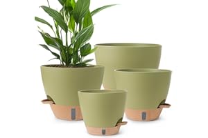 WEICHENGXING Plant Pots,12/10/9/8/ Inch Large Plastic Self Watering Flower Pots Indoor Outdoor with Drainage Holes, Deep Reservoir,Nursery Planting Pot for Indoor Out Door Plants