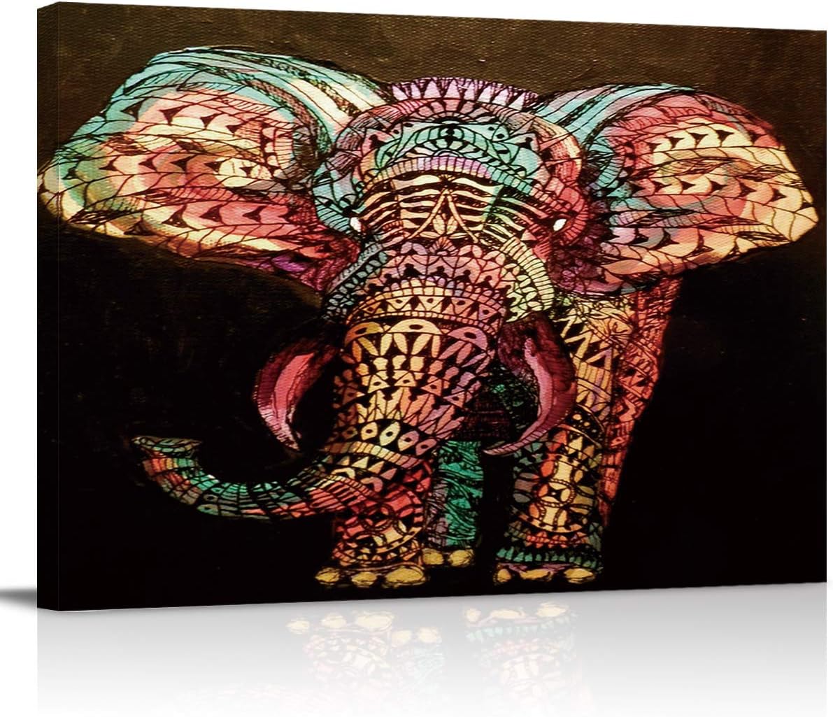 Amazon.com: Meet 1998 Rectangle Canvas Print Wall Art Bohemian Elephant