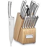 CUISINART Block Knife Set, 15pc Cutlery Knife Set with Steel Blades for Precise Cutting , Lightweight, Stainless Steel, Durable & Dishwasher Safe, C99SS-15P