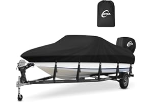 Kipiea 900D Boat Cover- 16-18.5 ft feet Heavy Duty 900D Waterproof Boat Covers, Double PU Waterproof, Fits V-Hull, Fish & Ski