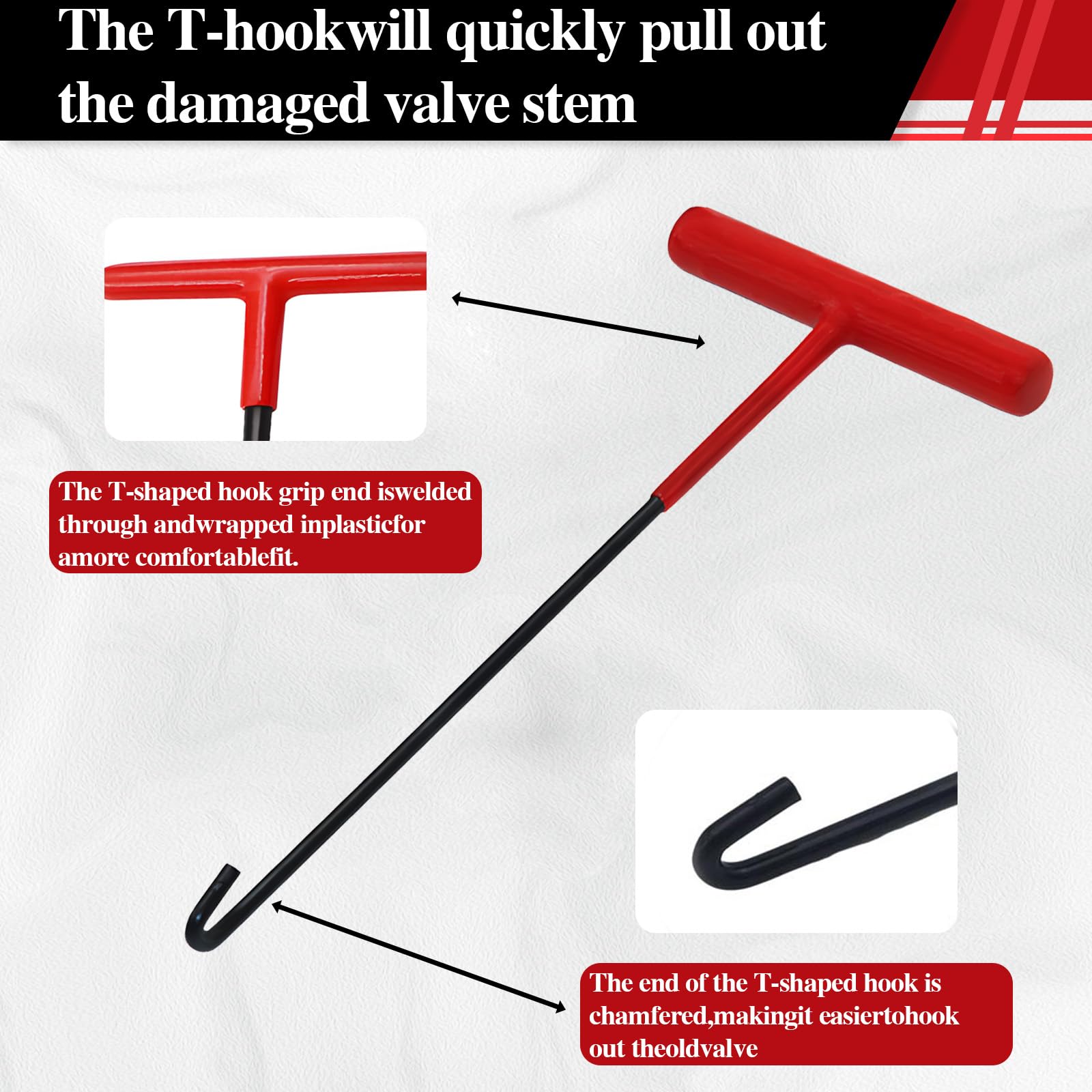 ZHAO GE 7 Stück Reifenventil Werkzeug Set, Ventil Installationswerkzeug Set, Vorbauabzieher, Hakenwerkzeug, Hilfswerkzeug und Handschuhe, für Auto, LKW 3