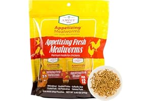 Amzey Fresh Mealworms 8.4 oz (1600 Count Total, 12 Bags) Superior to Live Meal Worms - Premium Food for Leopard Gecko, Birds, Sugar Glider, Hedgehog - High Nutritients, No Preservatives
