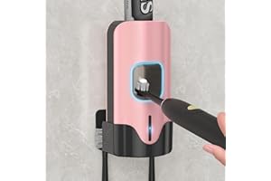 TUCAO Automatic Toothpaste Dispenser Wall Mounted - Smart Touchless Toothpaste Squeezer with 3 Adjustable Levels, 2 Toothbrush Holders- for Kids and Adults, Bathroom Essentials