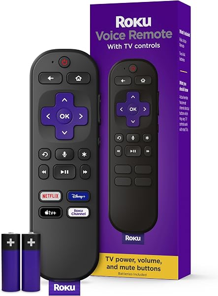 Roku Voice Remote, Replacement TV Remote Control | Voice Control, Simple Setup, & Pre-Set App Shortcuts - Compatible with Rok