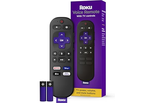 Roku Voice Remote | Replacement TV Remote Control with Voice Control, Simple Setup, & Pre-Set App Shortcuts - Compatible with