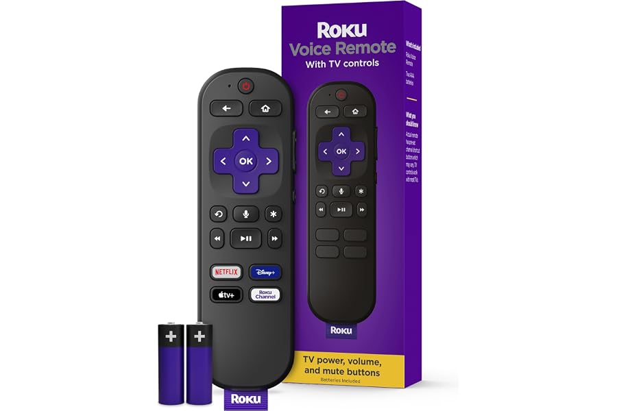 Roku Voice Remote | Replacement TV Remote Control with Voice Control, Simple Setup, & Pre-Set App Shortcuts - Compatible with