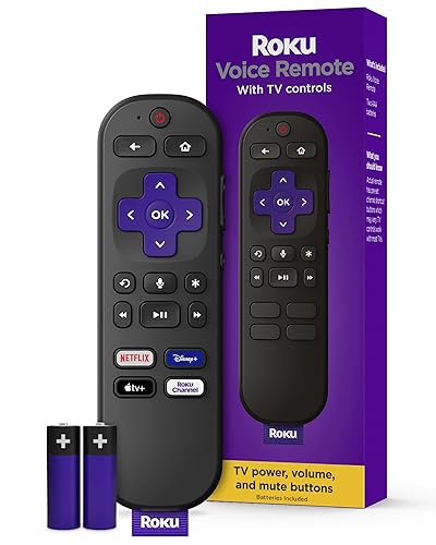 Roku Voice Remote | Replacement TV Remote Control with Voice Control, Simple Setup, & Pre-Set App Shortcuts - Compatible with