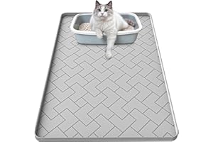 BEENXMYY Silicone Cat Litter Mat for litter box Large 34" X 22"-Easy to Clean Cat Litter Trapping Mat, Waterproof, urine-proof and non-slip to keep the floor clean and tidy（Gray）