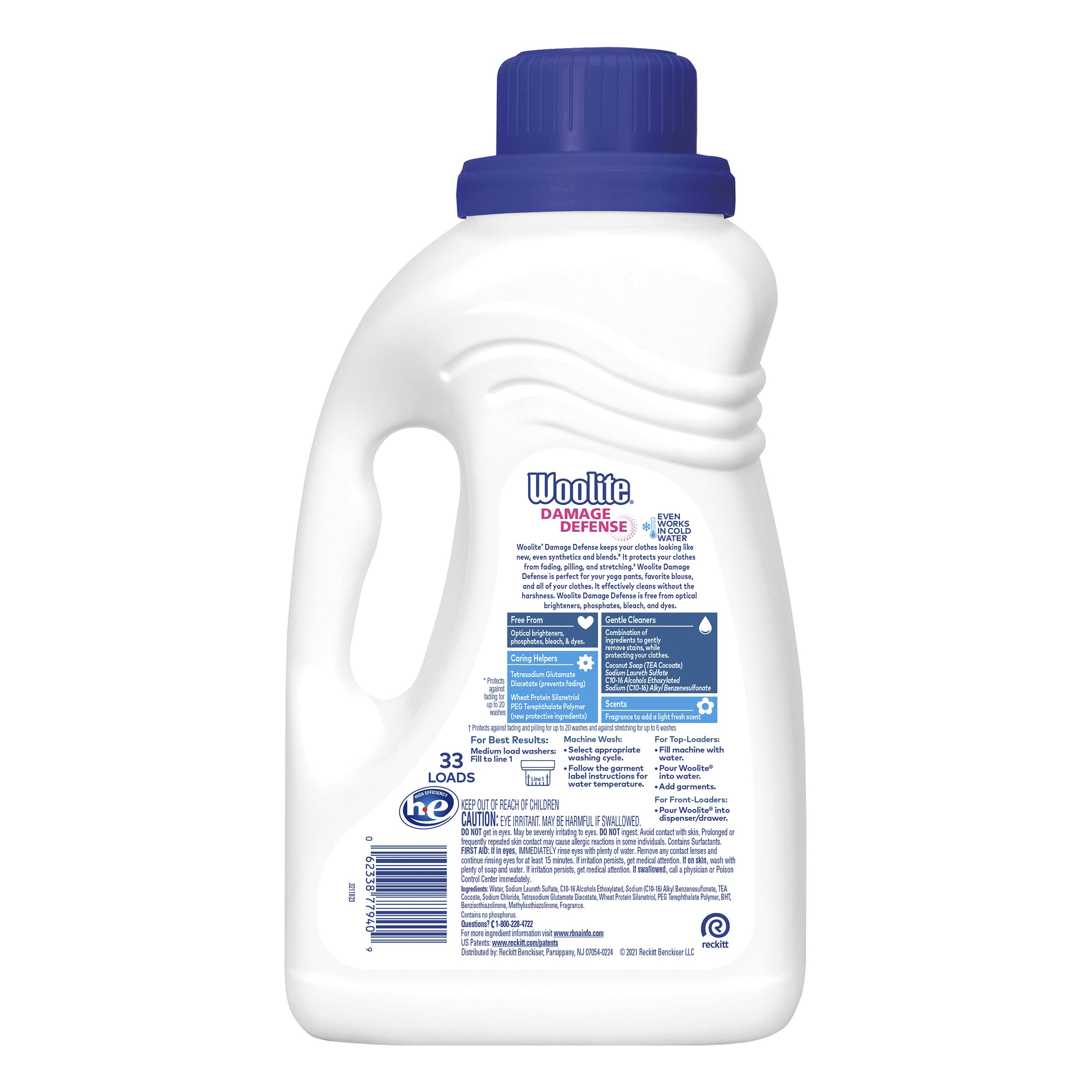 Woolite Damage Defense Liquid Laundry Detergent, Light Fresh Scent, 33 Loads, 50 Fl Oz