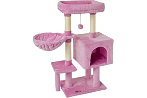 FISH&NAP Cute Cat Tree Kitten Cat Tower for indoor Cat Condo Sisal Scratching Posts with Jump Platform Cat Furniture Activity Center Play House Pink