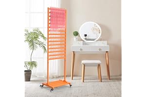 foriy Braiding Hair Rack 300 Pegs Metal Hair Extension Holder 2-Sided Adjustable Hair Braid Tools Hair Separator Stand with Wheels Tangerine Yellow Standing Braid Rack for Hair Stylist
