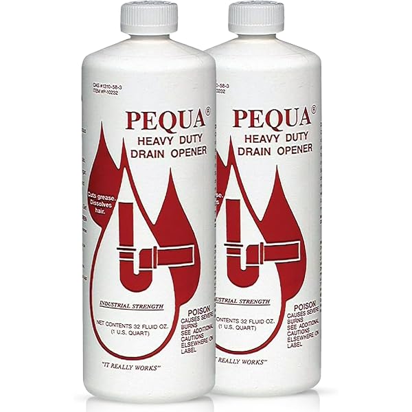Pequa Heavy Duty Drain Opener - 64 Oz Industrial Strength Non-Acid Formula (4 Pack)