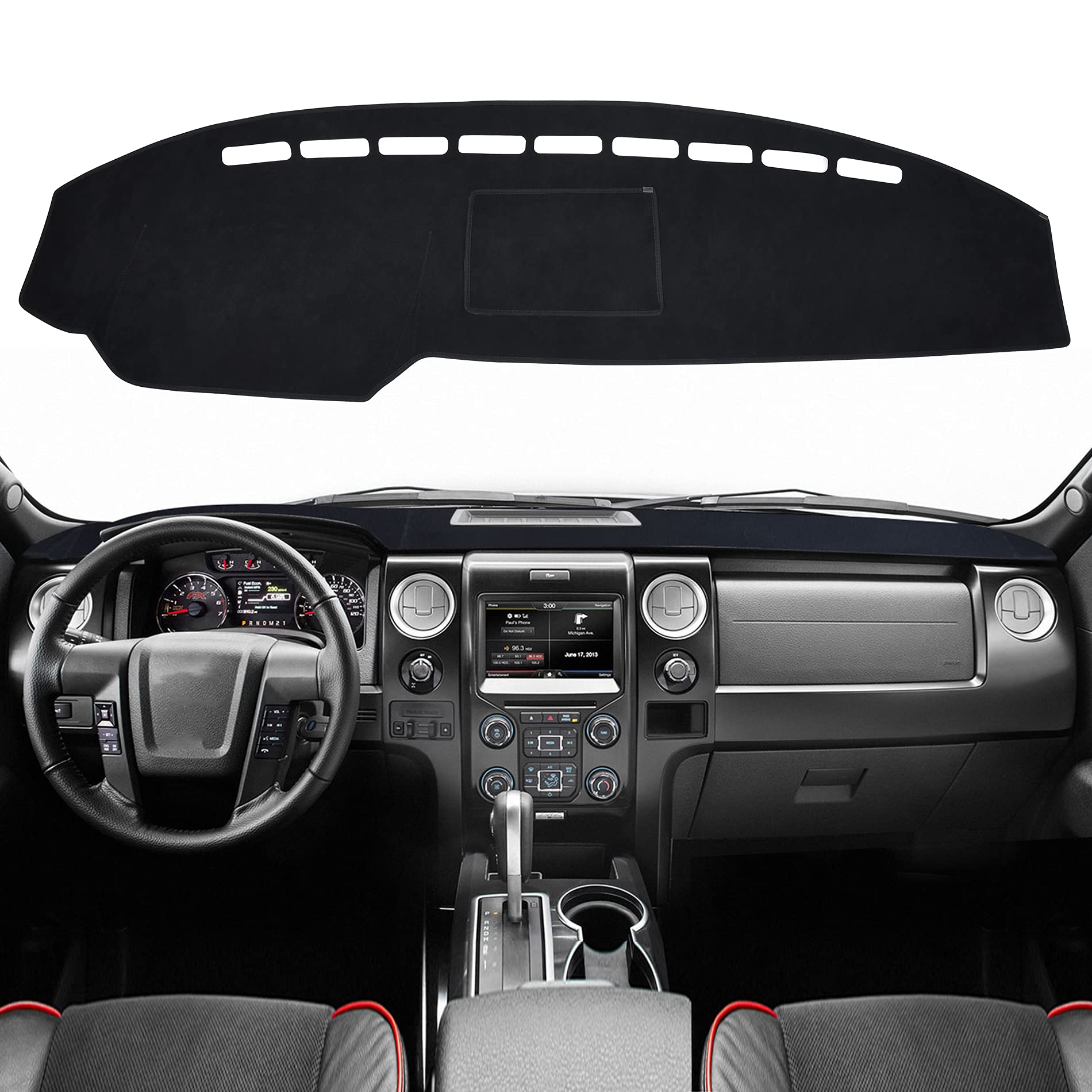 XUKEY Black Dash Cover Carpet Mat For Ford F-150 2015 2016 2017 2018 – Reduces Glare