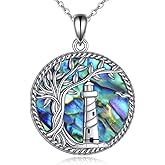 HKPATOP 925 Sterling Silver Tree of Life/Lighthouse/Compass/Memento Mori Necklace Pendant Jewelry Gifts for Women Men