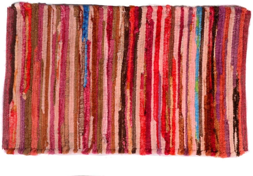 MystiqueDecors Door Mat 2x3' Fleece Area Rug Doormat Soft Burgundy Multicolor Handwoven Floor Mat Bedroom Kitchen Bathroom Study Living Room Entry Way Rug