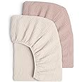 Lulu moon Muslin Crib Sheets - Fitted Crib Mattress Sheets for Boys and Girl - 28"x 52", 2 Pack (Cream & Sand)