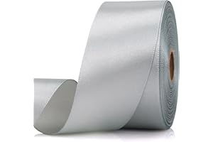 NISDOCF Silver Ribbon-1-1/2 Inch 30 Yards Silver Solid Satin Ribbon for Gift Wrapping,Craft Floral Bouquets,Wedding Party,Timeless Flower,Decoration Floral Hair,Balloons