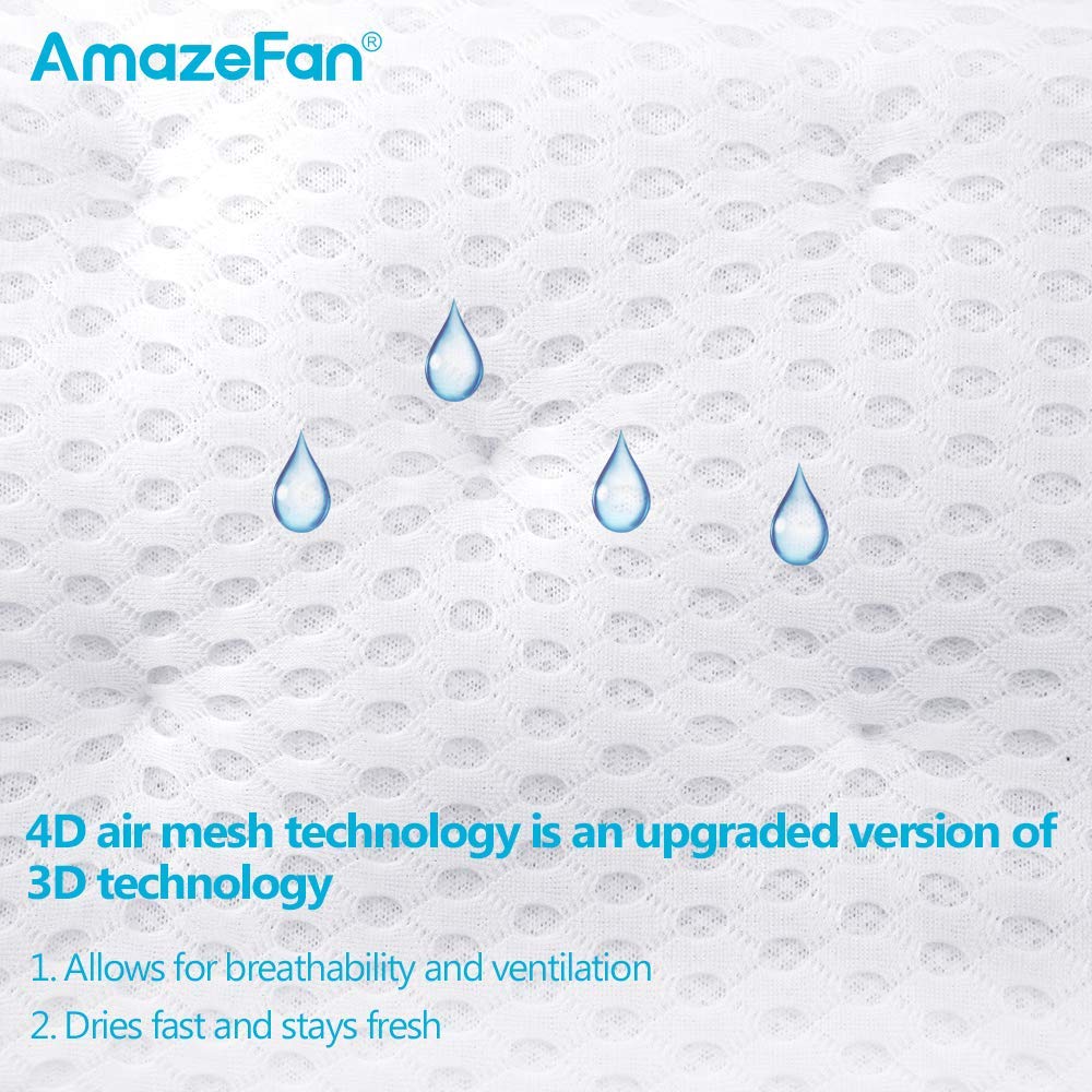 AmazeFan Bath Pillow, Bathtub Spa Pillow with 4D Air Mesh Technology and 7 Suction Cups, Helps Support Head, Back, Shoulder and Neck, Fits All Bathtub, Hot Tub, Jacuzzi and Home Spa : Beauty