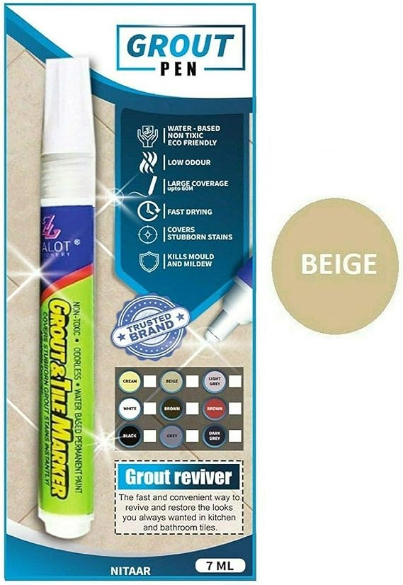 Nitaar Grout Pen Ideal for Restoring & Reviving Tile Grout in