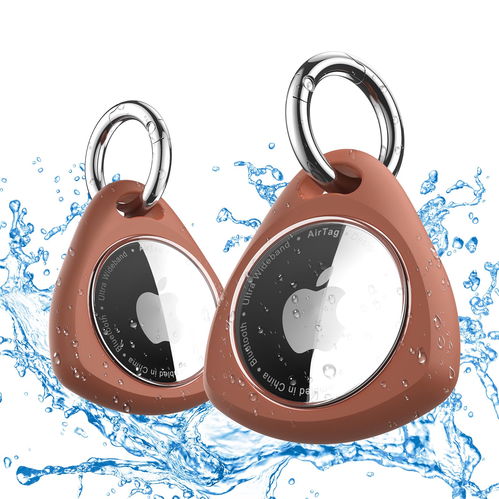 iFalarila 2 Pack Waterproof Holder Case for AIRTAG, 360° Protective Keyring Holder for AIRTAG, Shockproof, Anti-Scratch TPU Full Cover Case for Luggage, Pet Collar, Bag