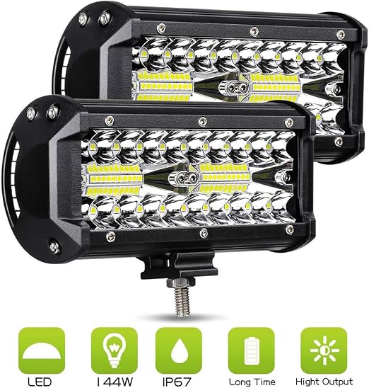 2 Fari LED Da Lavoro 7 Pollici 120W - 25.000 Lumen, 6500K, IP68, Per Auto, Moto, Barche, Trattori (12V/24V)