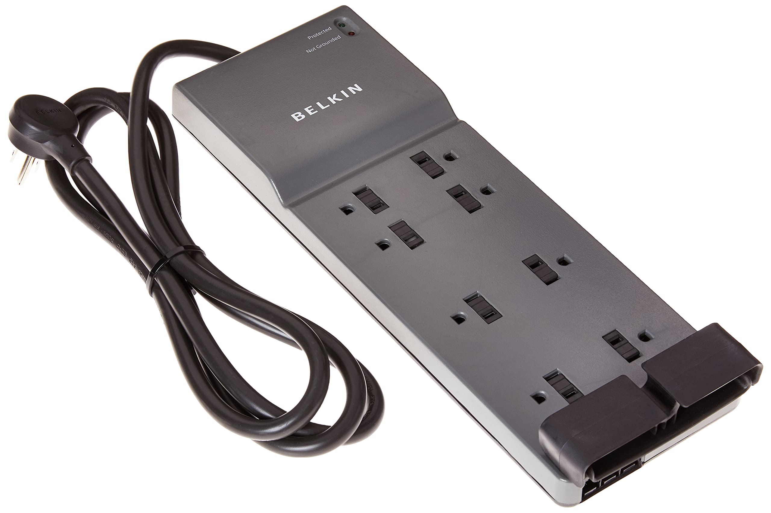 Belkin 8-Outlet Power Strip Surge Protector w/Flat Plug, 6ft Cord – Ideal for Computers, Home Theatre, Appliances, Office Equipment (3,550 Joules) - (Pack of 3) Image