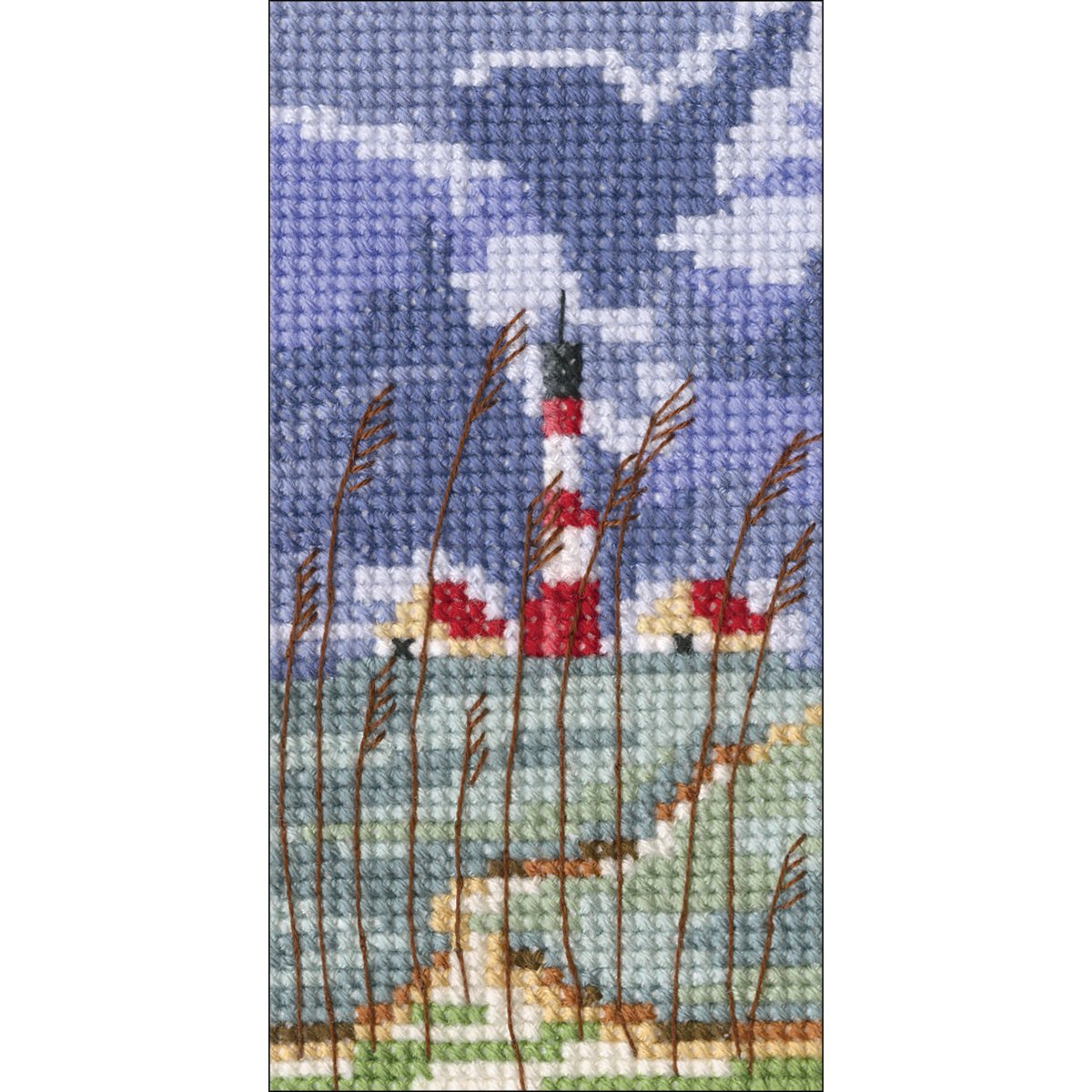 RTO EH355 Lighthouse Cross Stitch Kit, Cotton, Multi-Colour, 5.5 x 10.5 cm