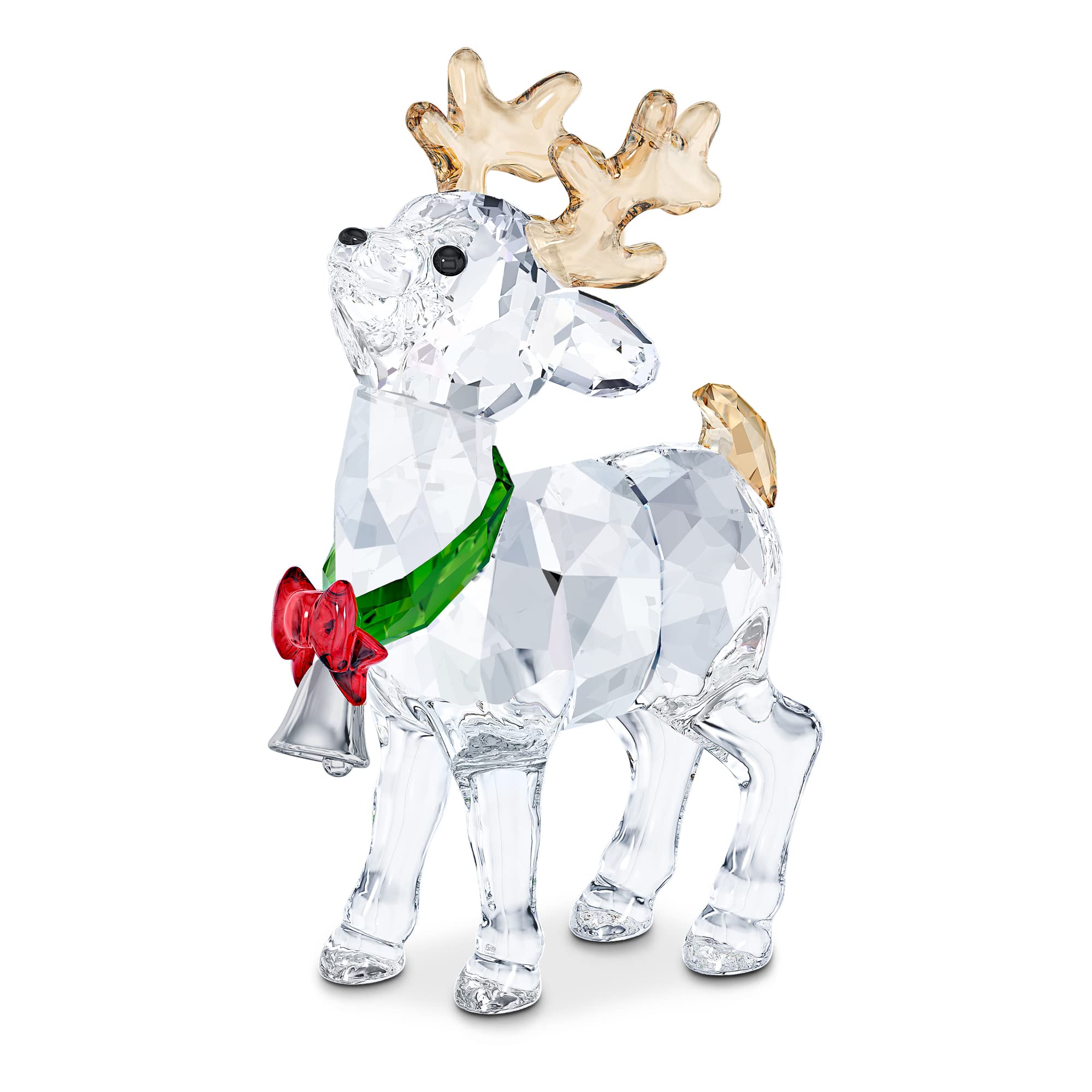 Swarovski Crystal Reindeer, Clear Crystal with features of Coloured Crystal, from the Joyful Ornaments Collection, Metal/Multicoloured